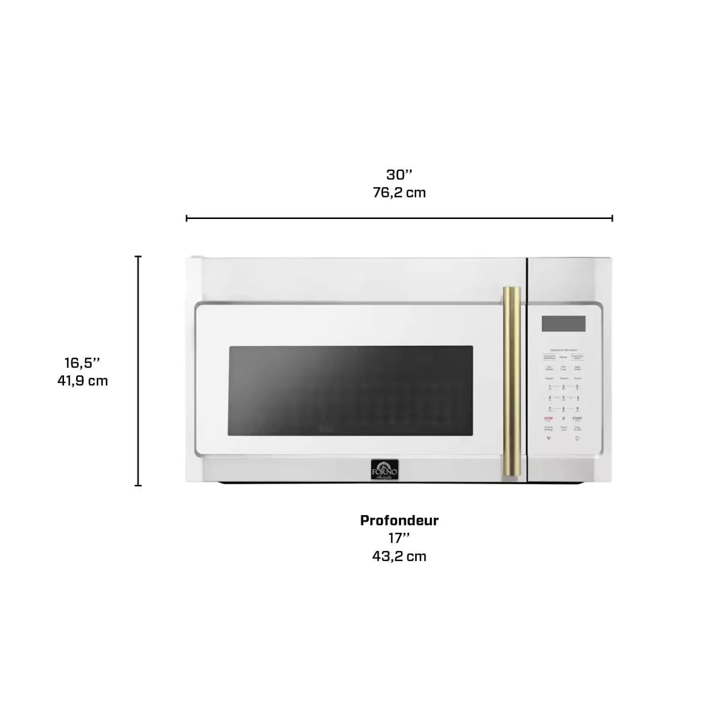 FORNO Micro-ondes/hotte 1,5 pi3, Blanc, 30", 1500W, 300