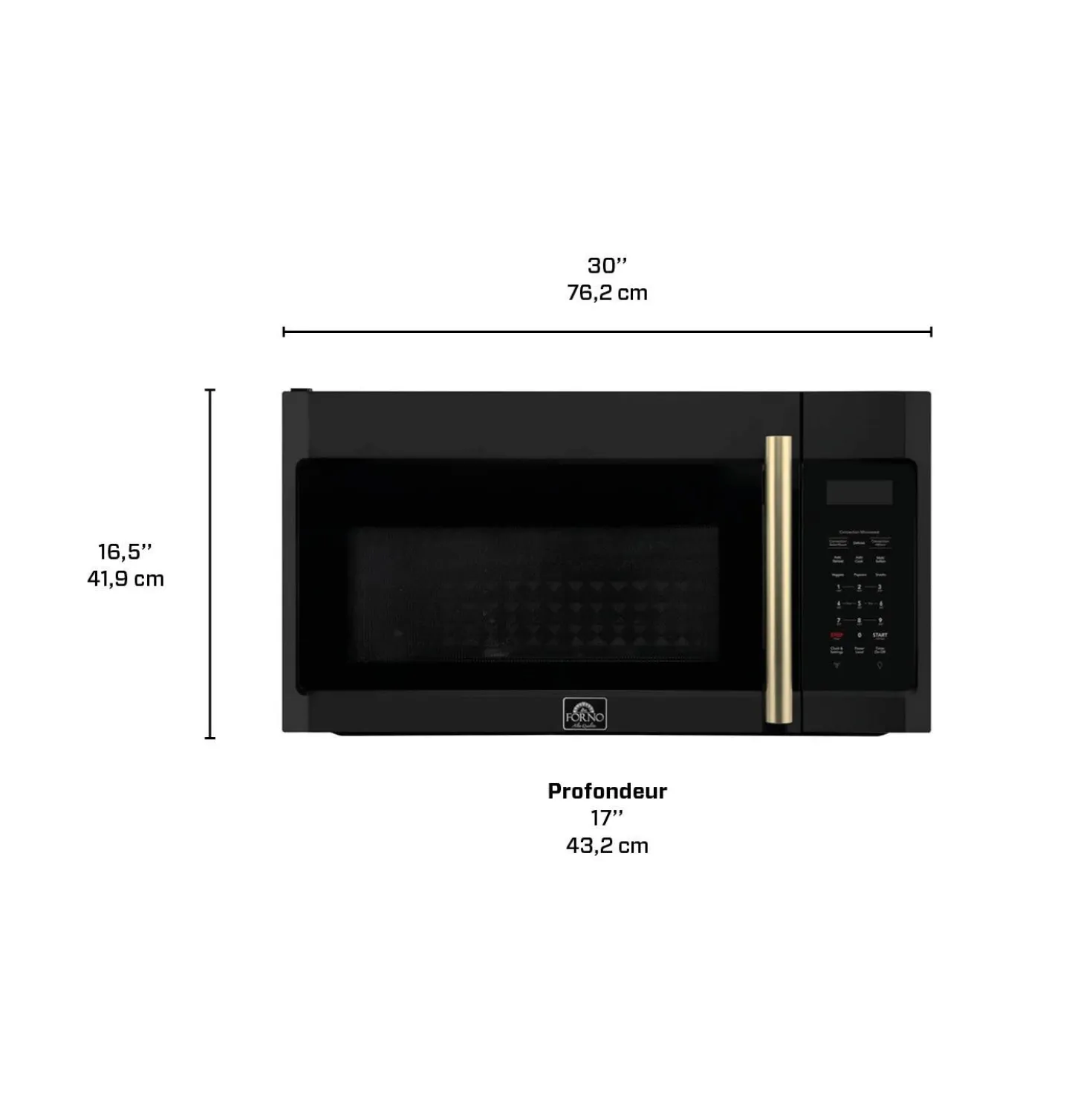 FORNO Micro-ondes/hotte 1,5 pi3, Noir, 30", 1500W, 300