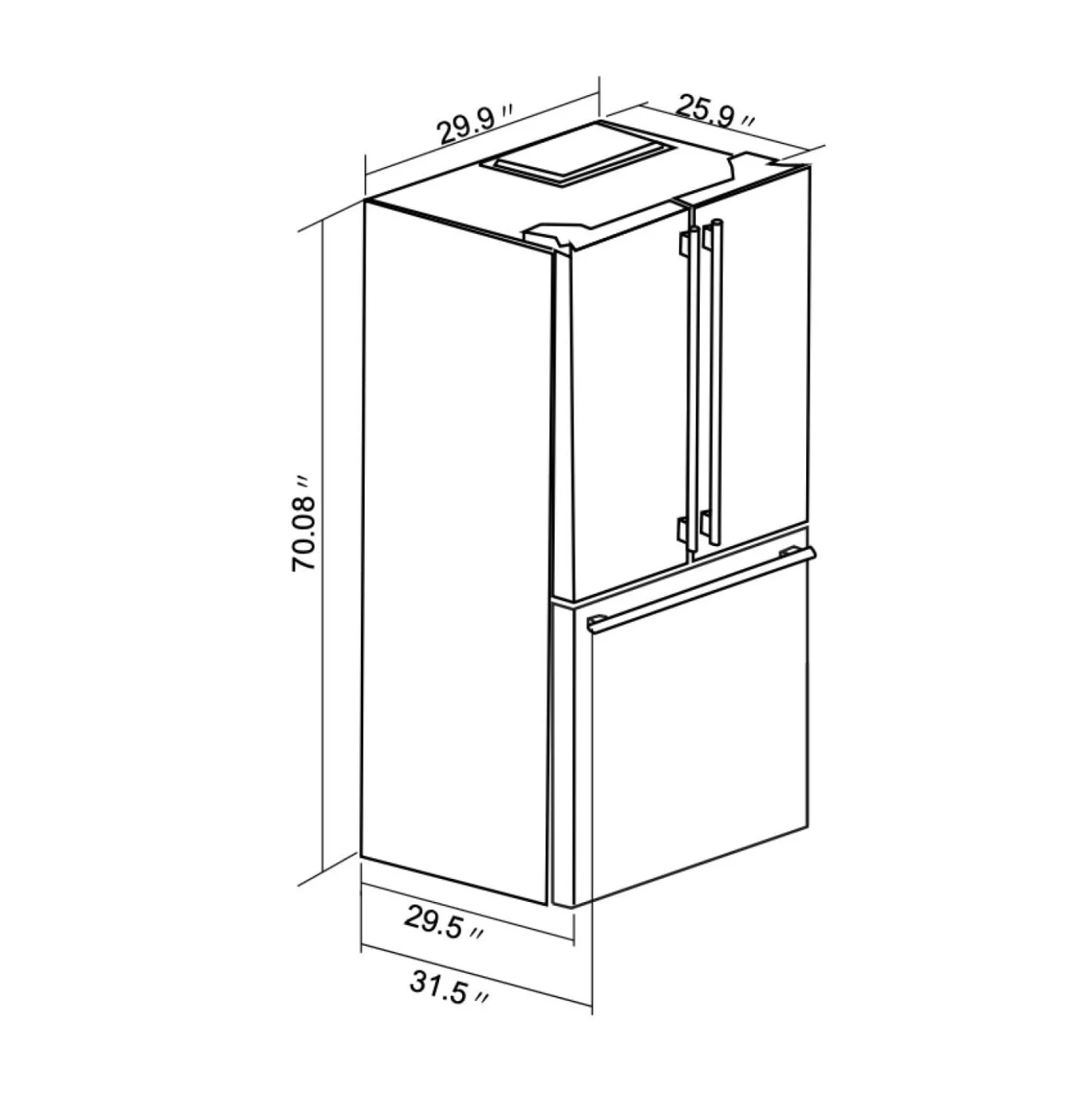 FORNO Réfrigerateur 17,5 pi3 30 po Noir Portes françaises - FFFFD1974-31