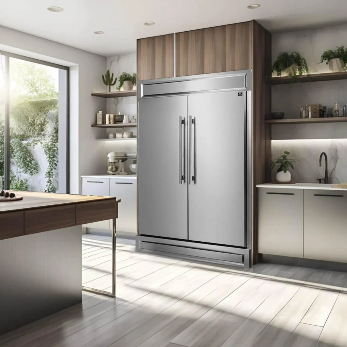 FORNO Réfrigérateur/Congélateur convertible 27,2 pi3 60 po Inox Côte à côte - FFFFD1722-60