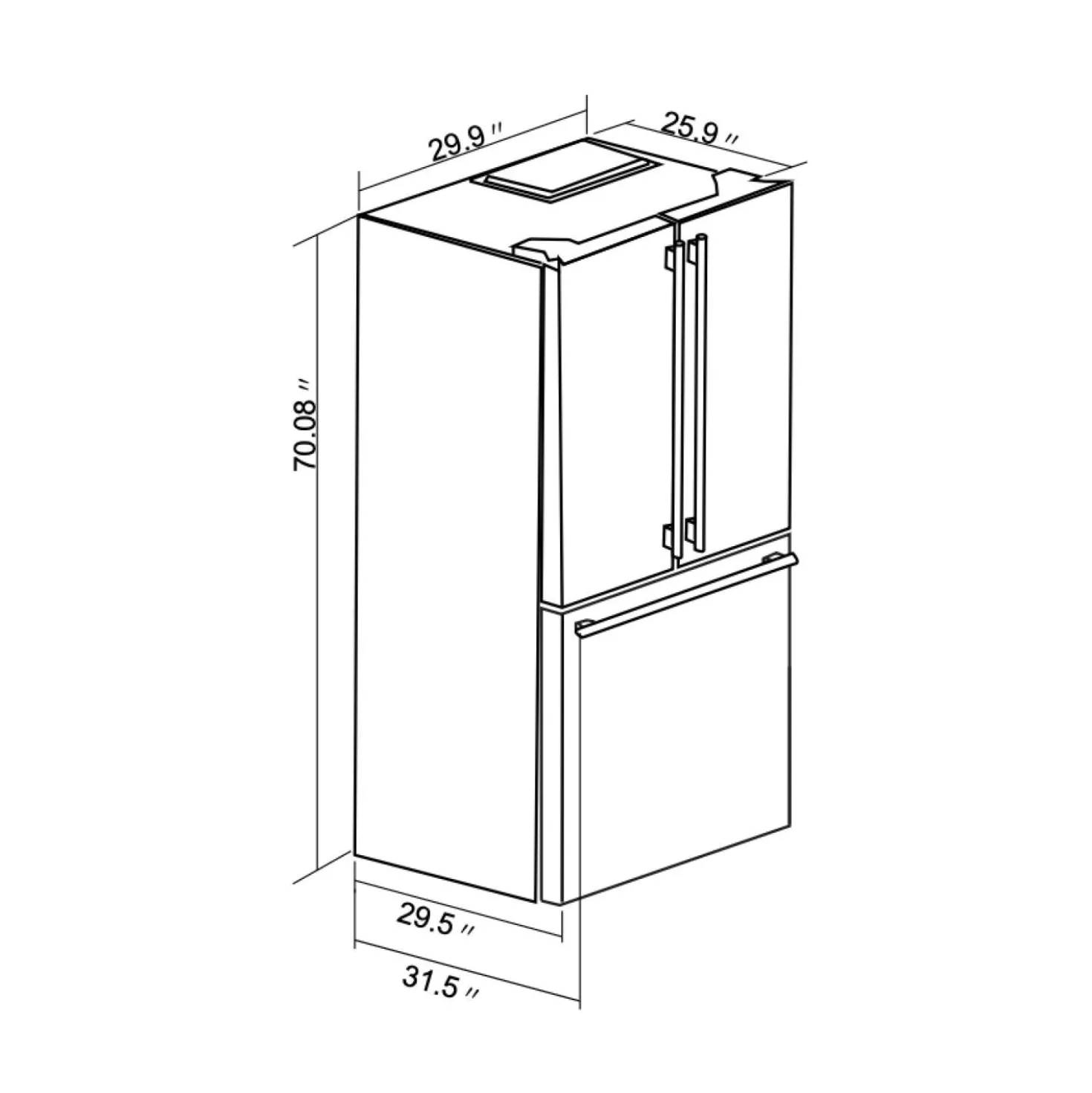 FORNO Réfrigérateur 17,5 pi3 30 po Blanc Portes françaises - FFFFD1974-31