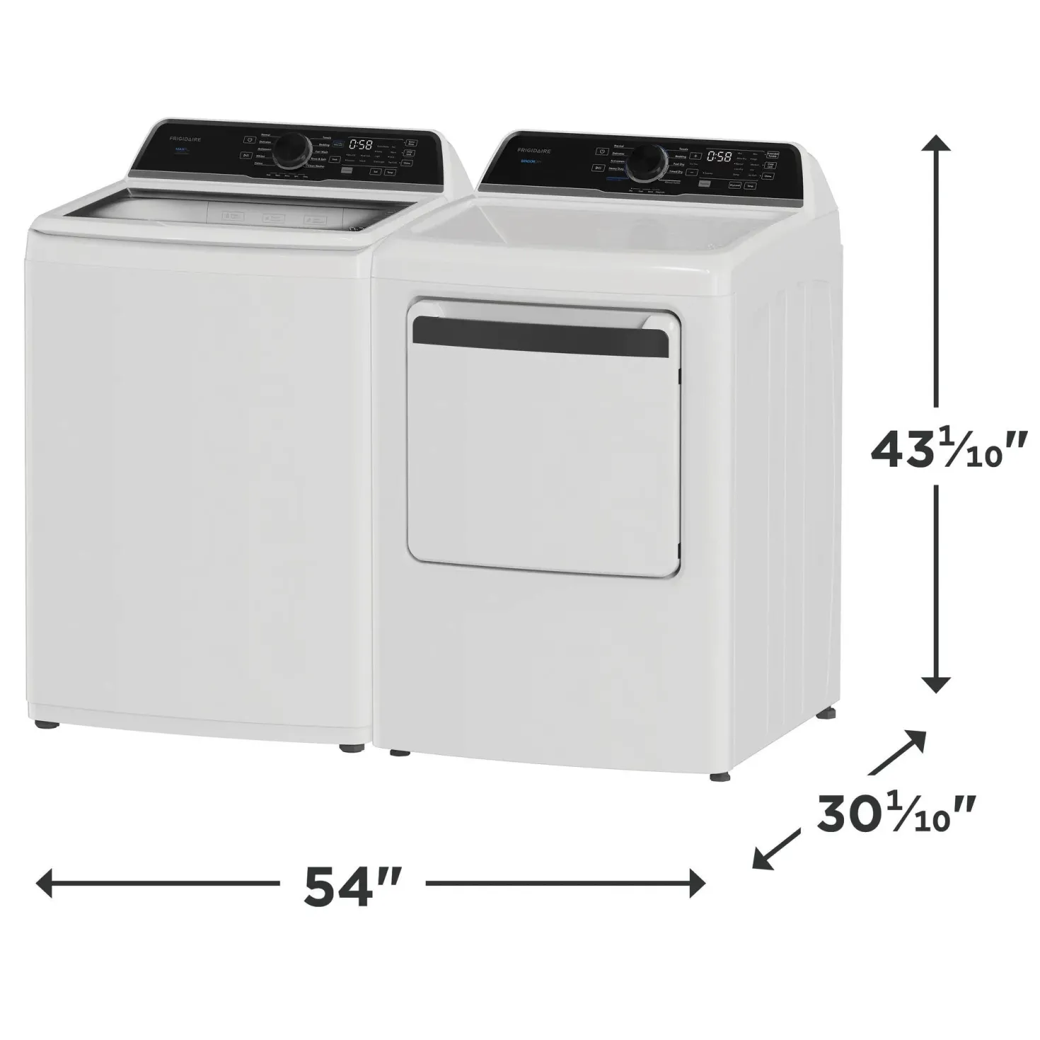 FRIGIDAIRE Ensemble laveuse sécheuse, Blanc, Chargement par le haut