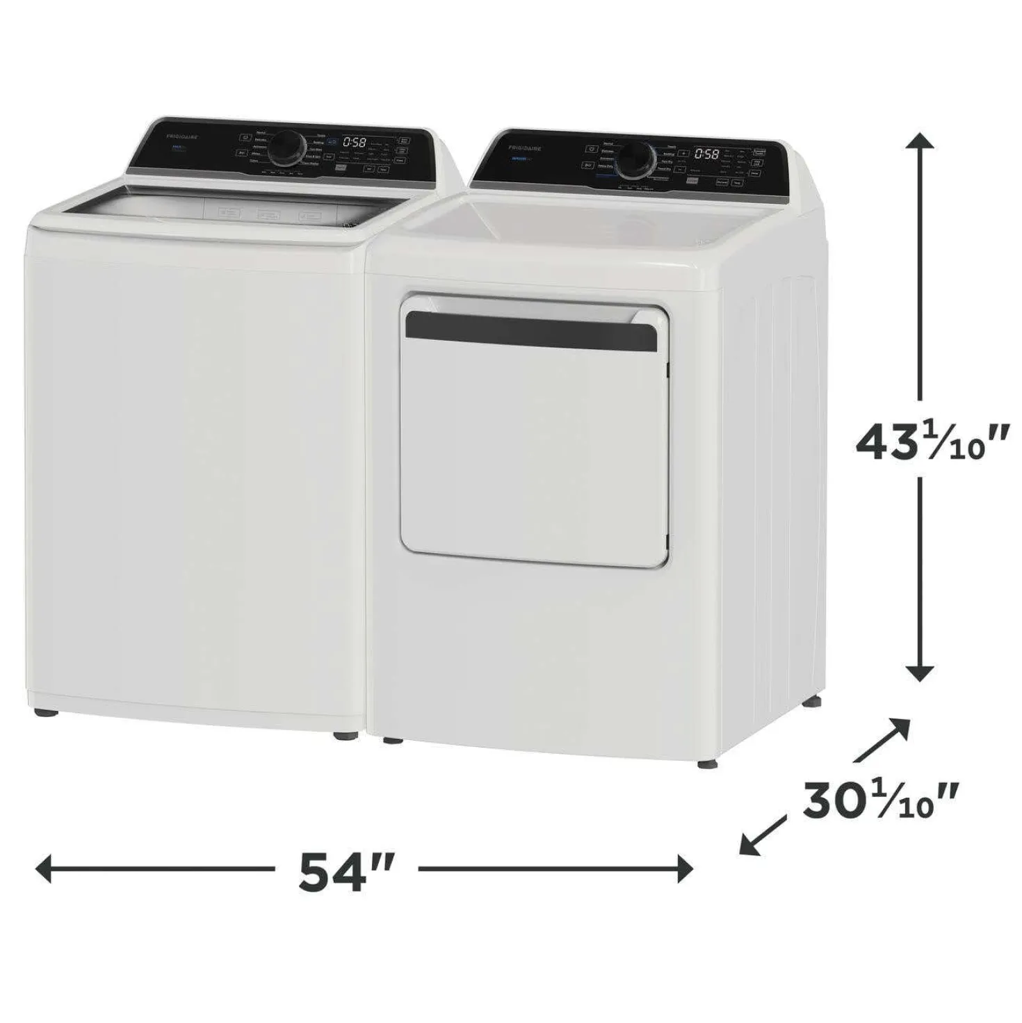 FRIGIDAIRE Ensemble laveuse sécheuse, Blanc, Chargement par le haut