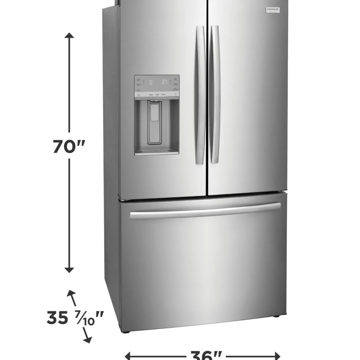FRIGIDAIRE GALLERY Réfrigérateur 27,8 pi3 36 po Inox Congélateur en bas, Portes françaises - GRFS2853AF