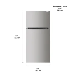 FRIGIDAIRE Réfrigérateur 18 pi3 30 po Inox Congélateur en haut - FRTE1835AV