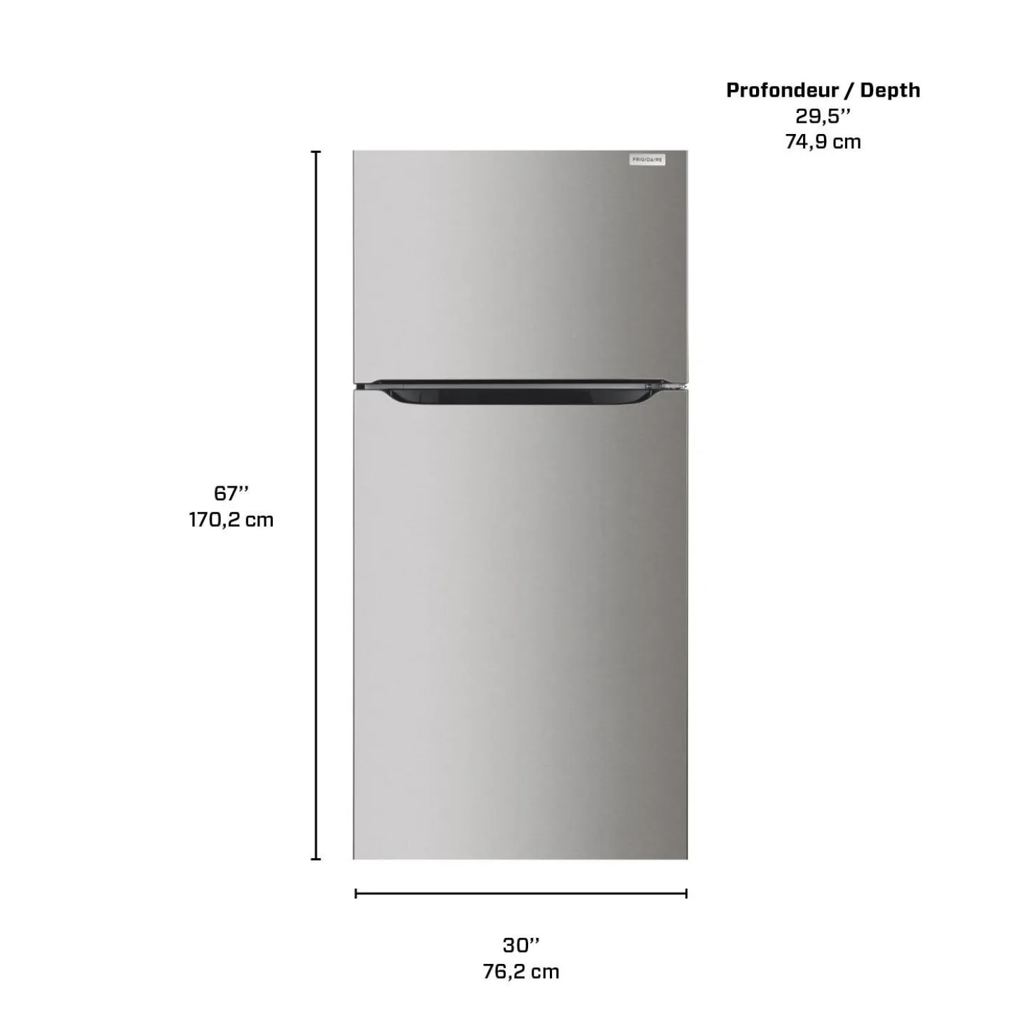 FRIGIDAIRE Réfrigérateur 18 pi3 30 po Inox Congélateur en haut - FRTE1835AV