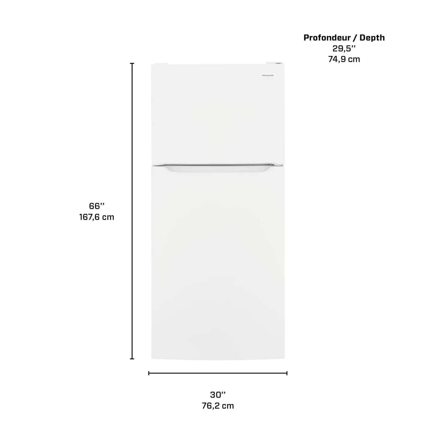 FRIGIDAIRE Réfrigérateur 18 pi3 30 po Blanc Congélateur en haut - FRTE1835AW