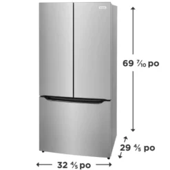 FRIGIDAIRE Réfrigérateur 20 pi3 33 po Inox Portes françaises - FRFG2033AV