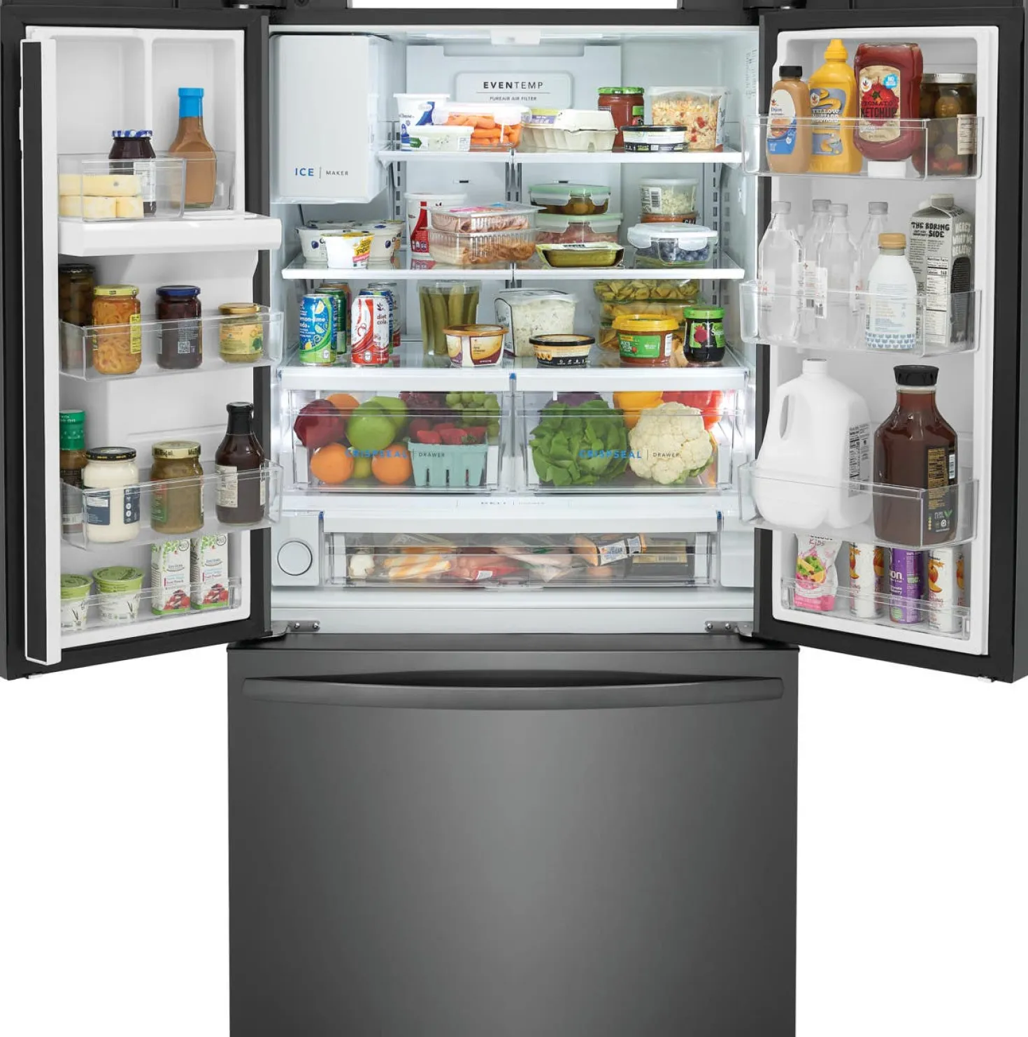 FRIGIDAIRE Réfrigérateur 27,8 pi3 36 po Inox noir Congélateur en bas, Portes françaises - FRFS2823AD