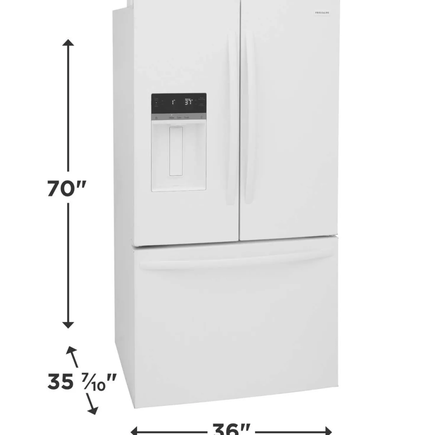 FRIGIDAIRE Réfrigérateur 27,8 pi3 36 po Blanc Congélateur en bas, Portes françaises - FRFS2823AW