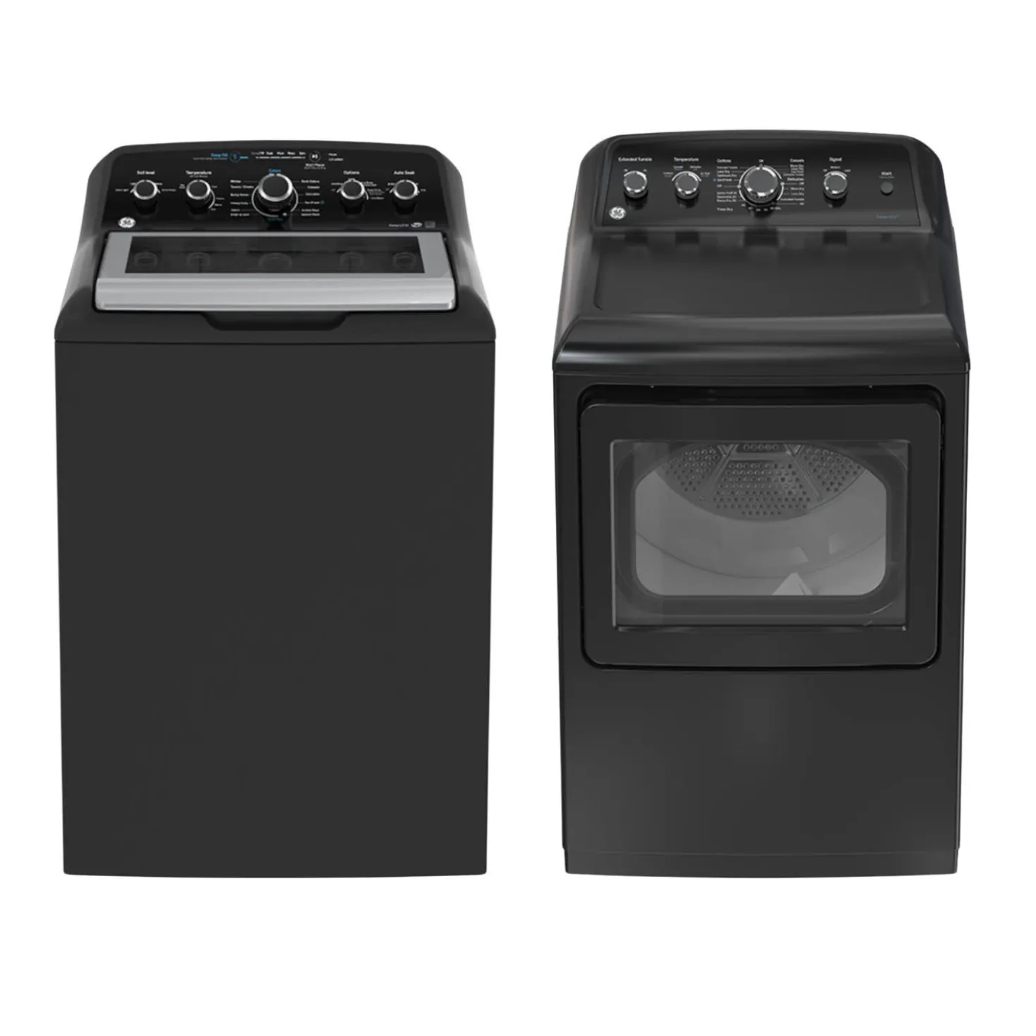 GE Ensemble laveuse sécheuse, Noir, Chargement par le haut