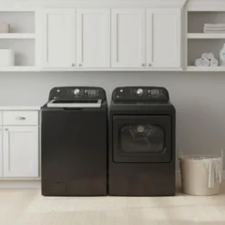 GE Ensemble laveuse sécheuse, Noir, Chargement par le haut