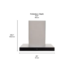 GE Hotte Cheminée Acier inoxydable 24" , 600 PI3/MIN-PVWC924SSV