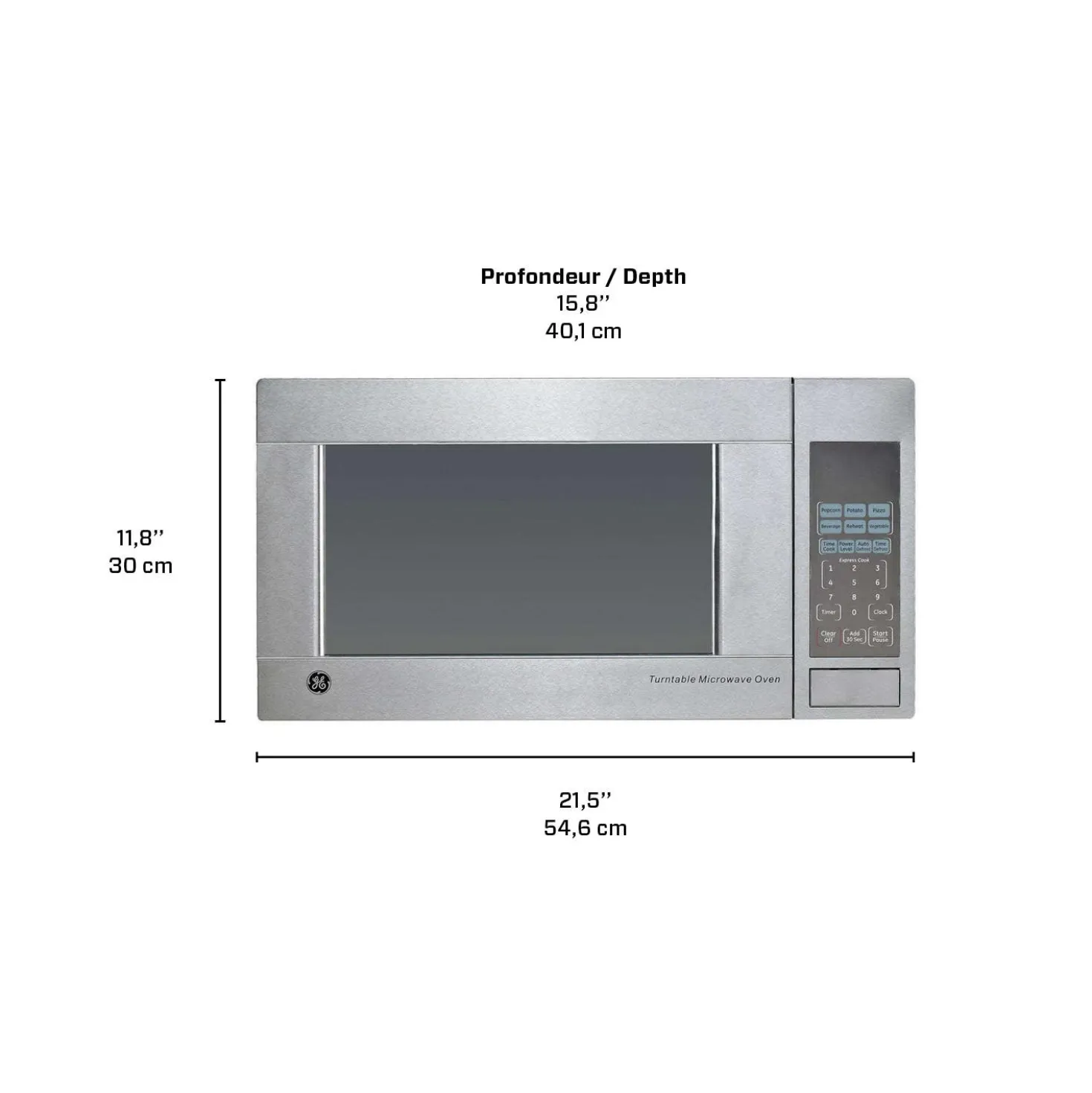 GE Micro-ondes 1,1 pi3 Acier inoxydable21.5" JES1140STC