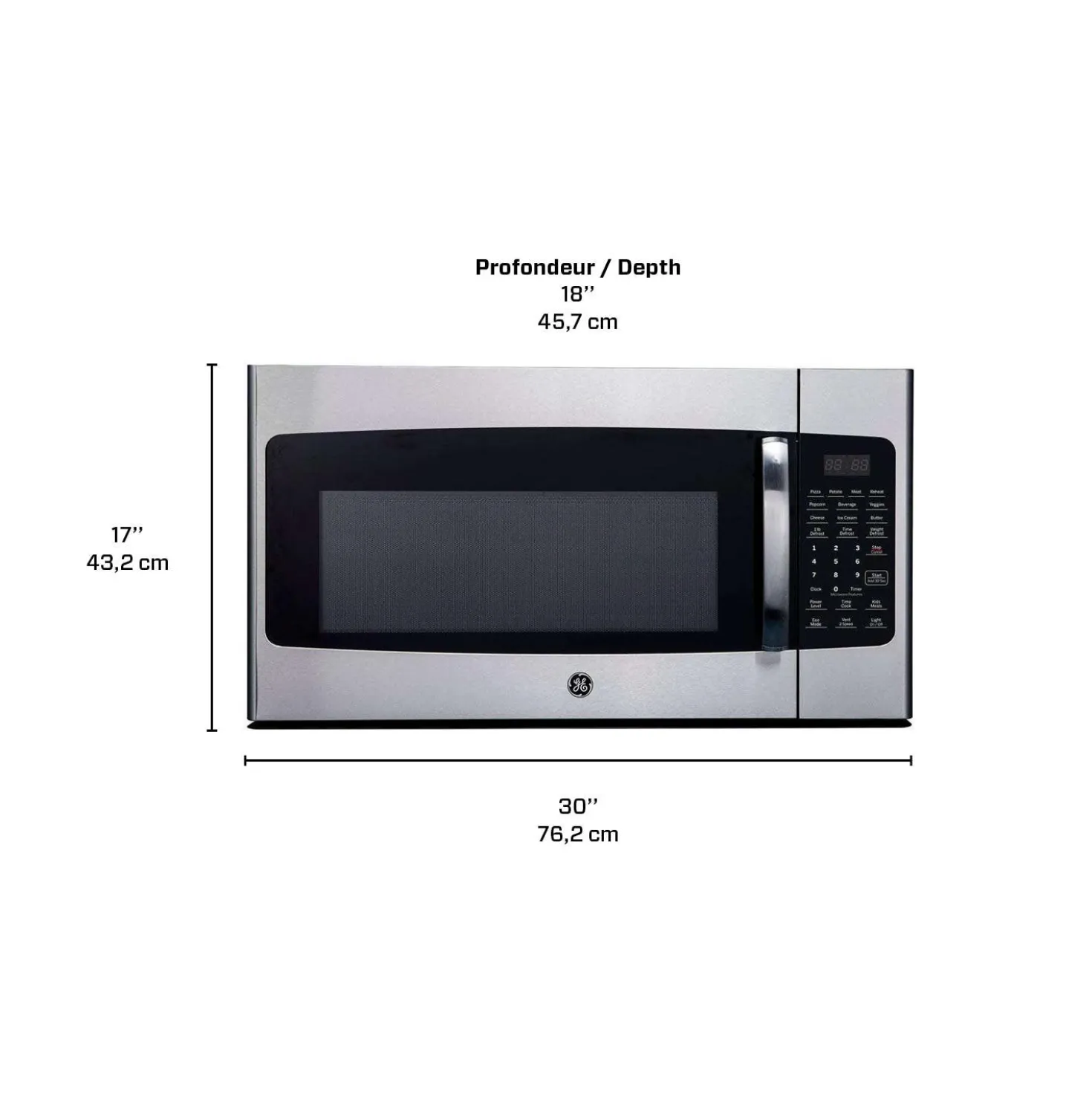 GE Micro-ondes 1,6 pi3 Acier inoxydable30" JVM2165SMSS