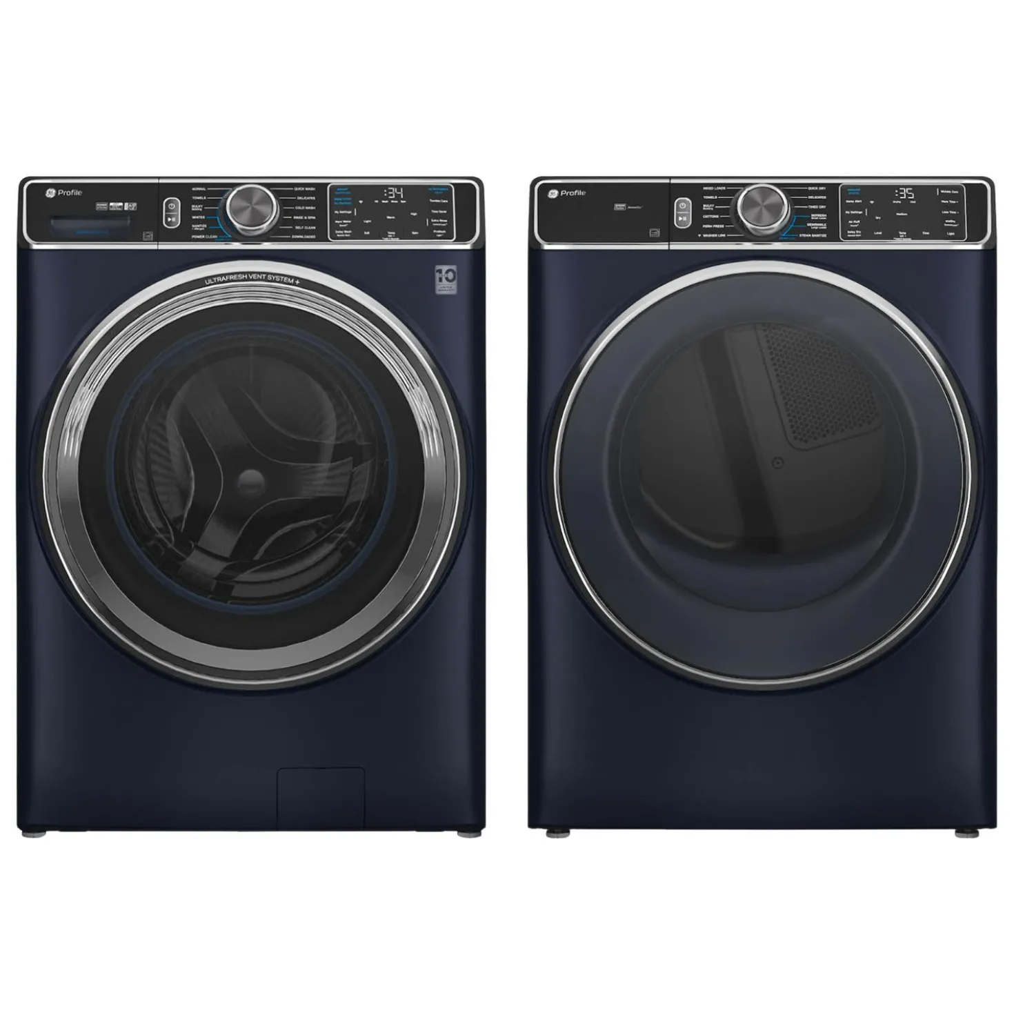GE Profile Ensemble laveuse sécheuse, Bleu saphire, Chargement frontal