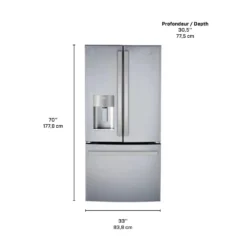GE Profile Réfrigérateur 17,5 pi3 33 po Inox Portes françaises - PYE18HYRCFS