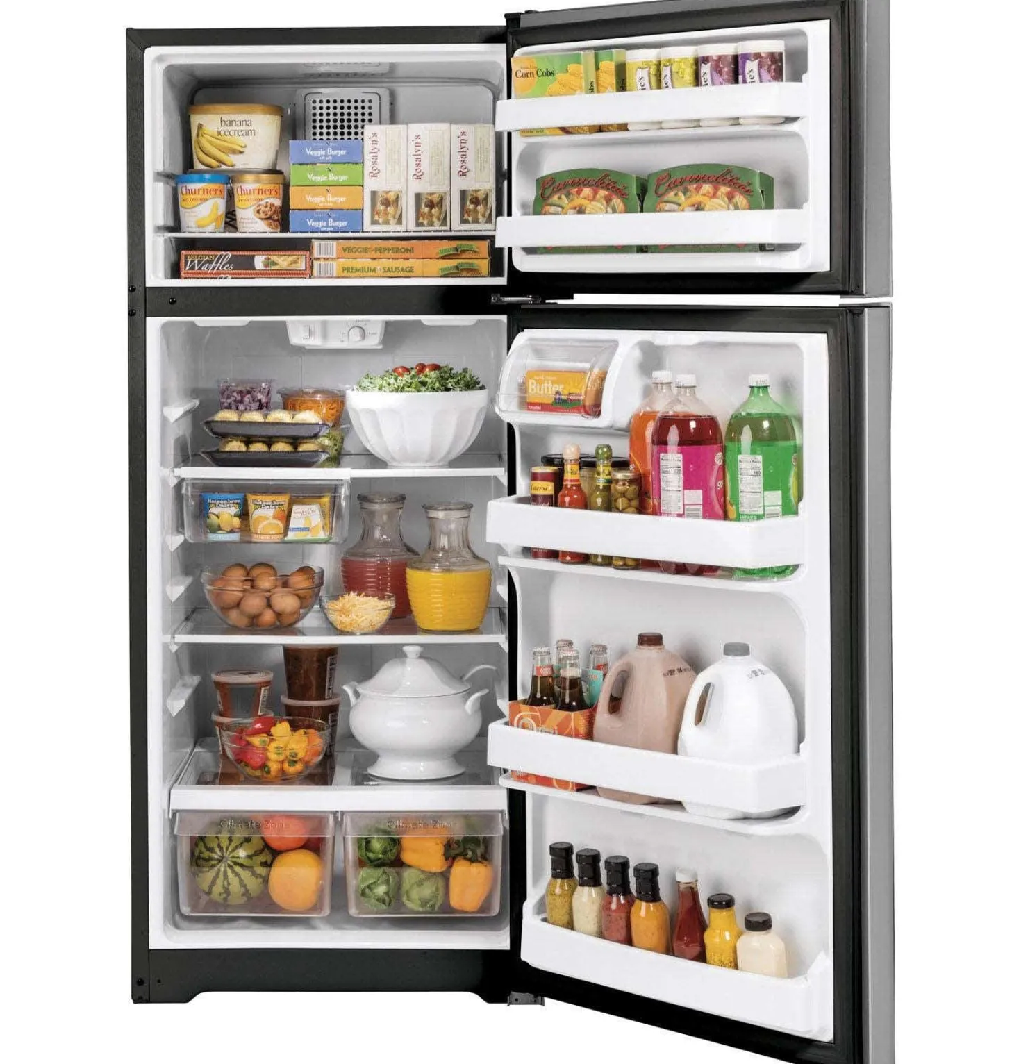 GE Réfrigérateur 16,6 pi3 28 po Acier inoxydable Congélateur en haut - GTE17GSNRSS