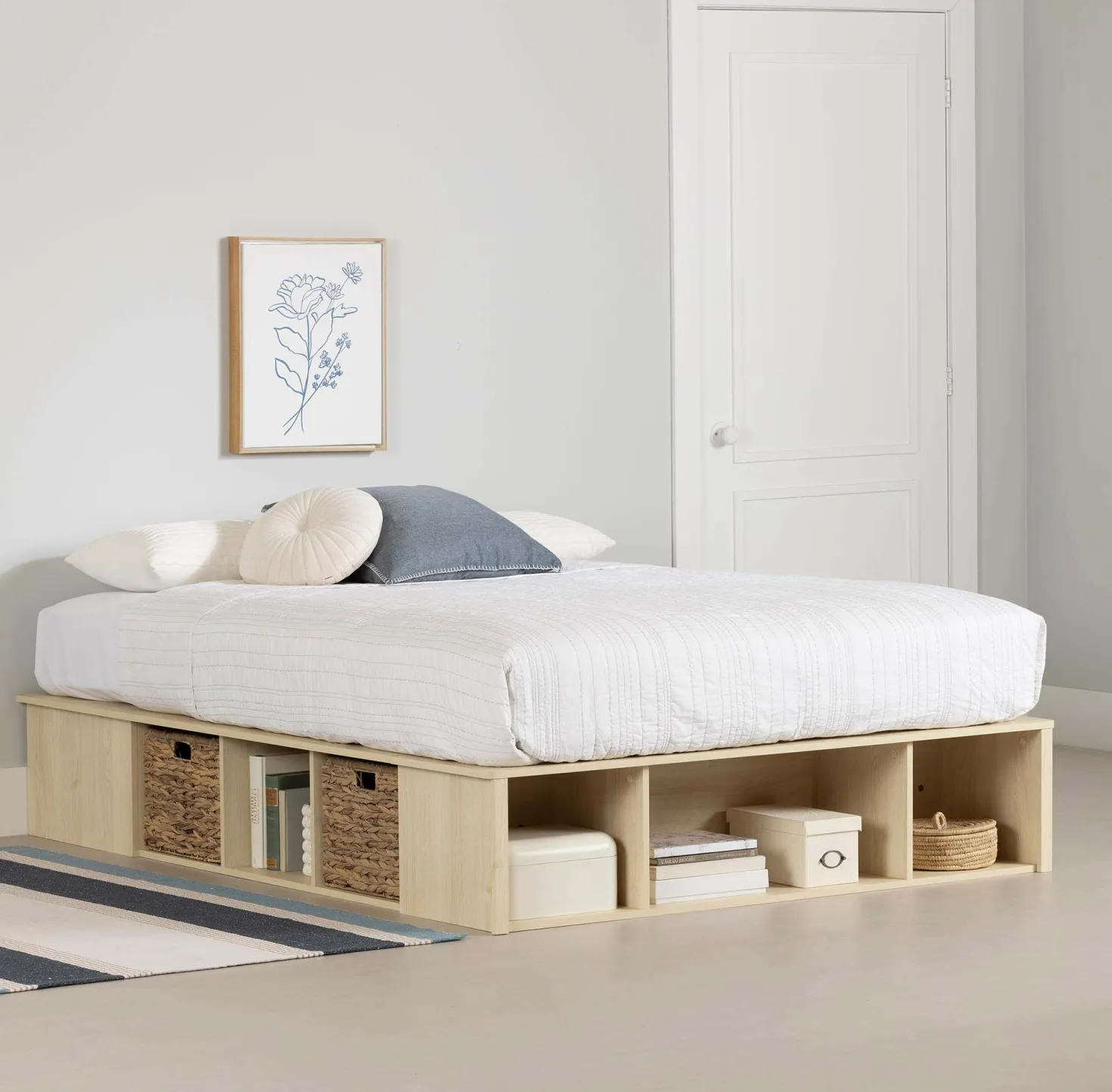 Grand lit avec paniers de rangement (60") - South Shore