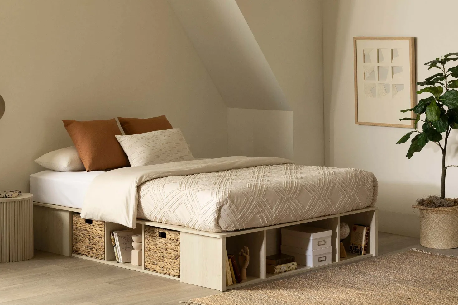 Grand lit avec paniers de rangement (60") - South Shore