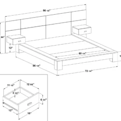 Grand lit avec panneaux et tables de chevet (60