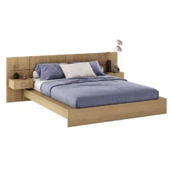 Grand lit avec panneaux et tables de chevet (60")