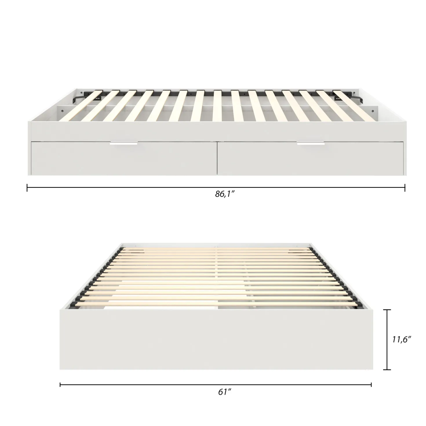 Grand lit avec rangement 2 tiroirs (60") - Nexera