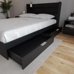Grand lit avec rangement 2 tiroirs (60