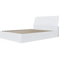 Grand lit avec rangement 2 tiroirs et tête de lit (60") - Nexera