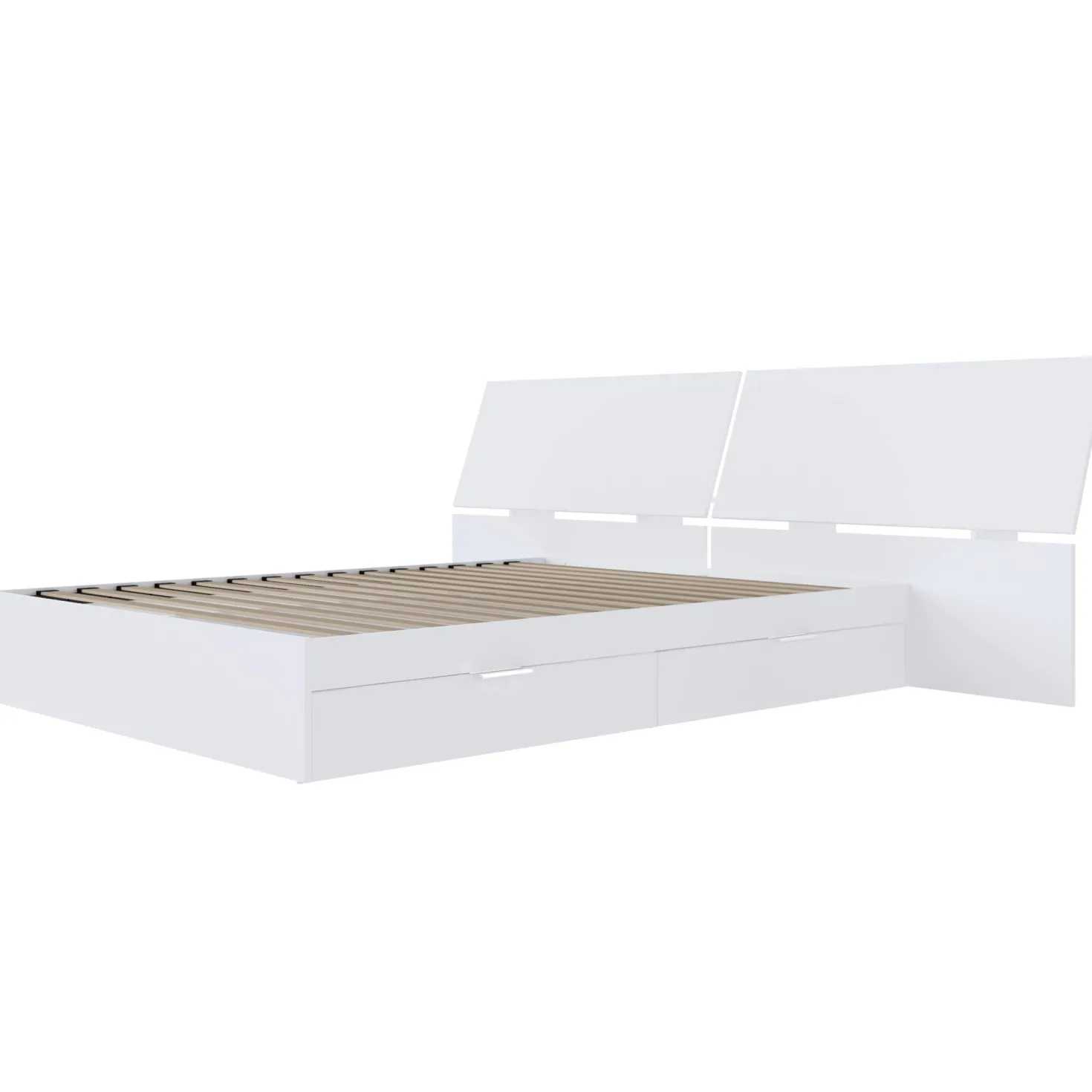 Grand lit avec rangement 2 tiroirs et tête de lit (60") - Nexera