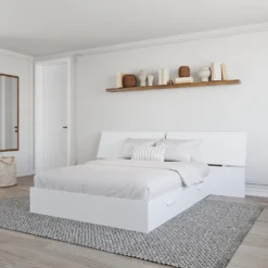 Grand lit avec rangement 2 tiroirs et tête de lit (60
