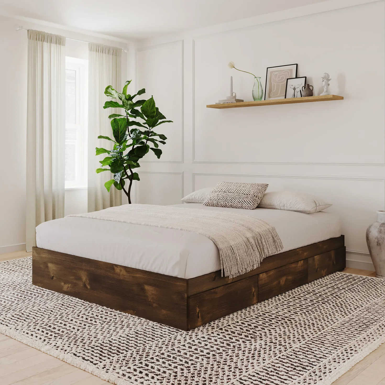 Grand lit avec rangement 3 tiroirs (60") - Nexera