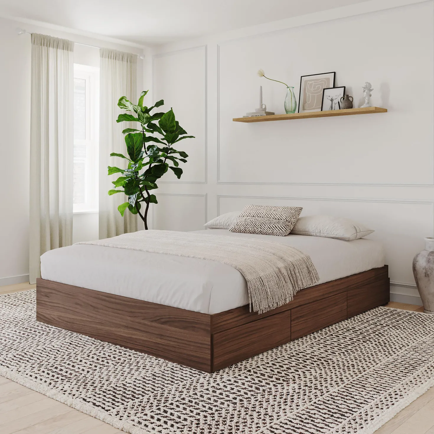 Grand lit avec rangement 3 tiroirs (60") - Nexera