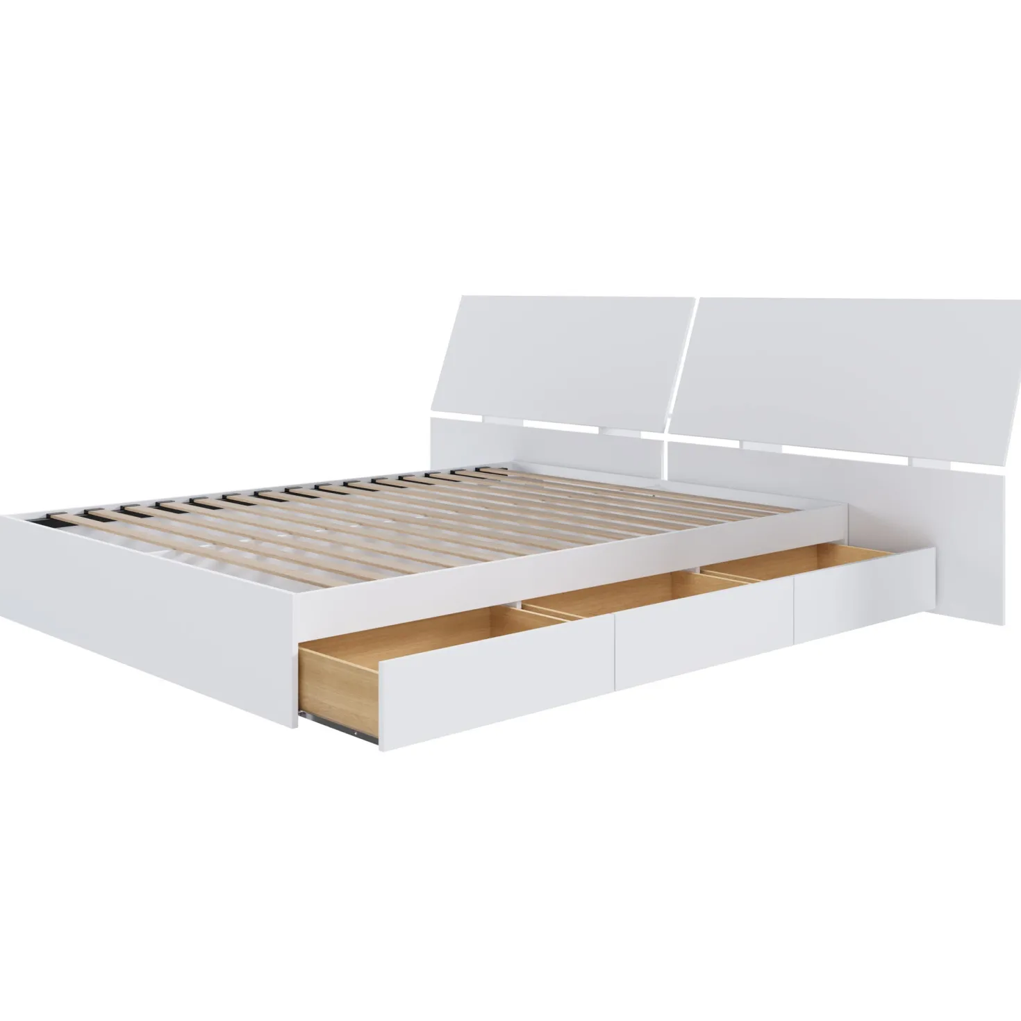 Grand lit avec rangement 3 tiroirs (60") - Nexera