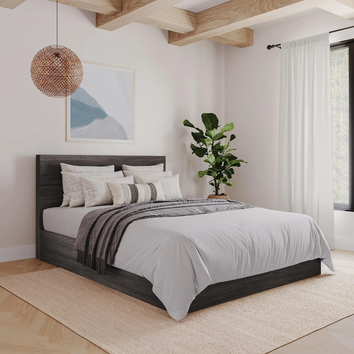 Grand lit avec rangement 3 tiroirs (60") - Nexera