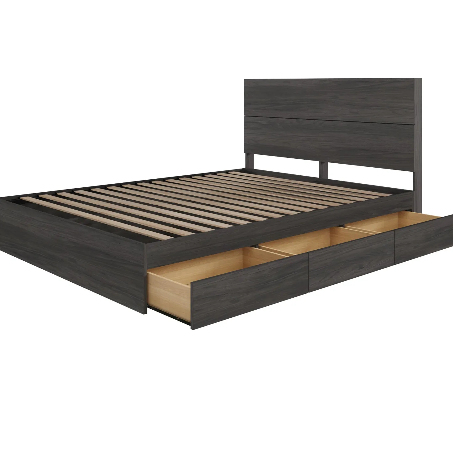Grand lit avec rangement 3 tiroirs (60") - Nexera