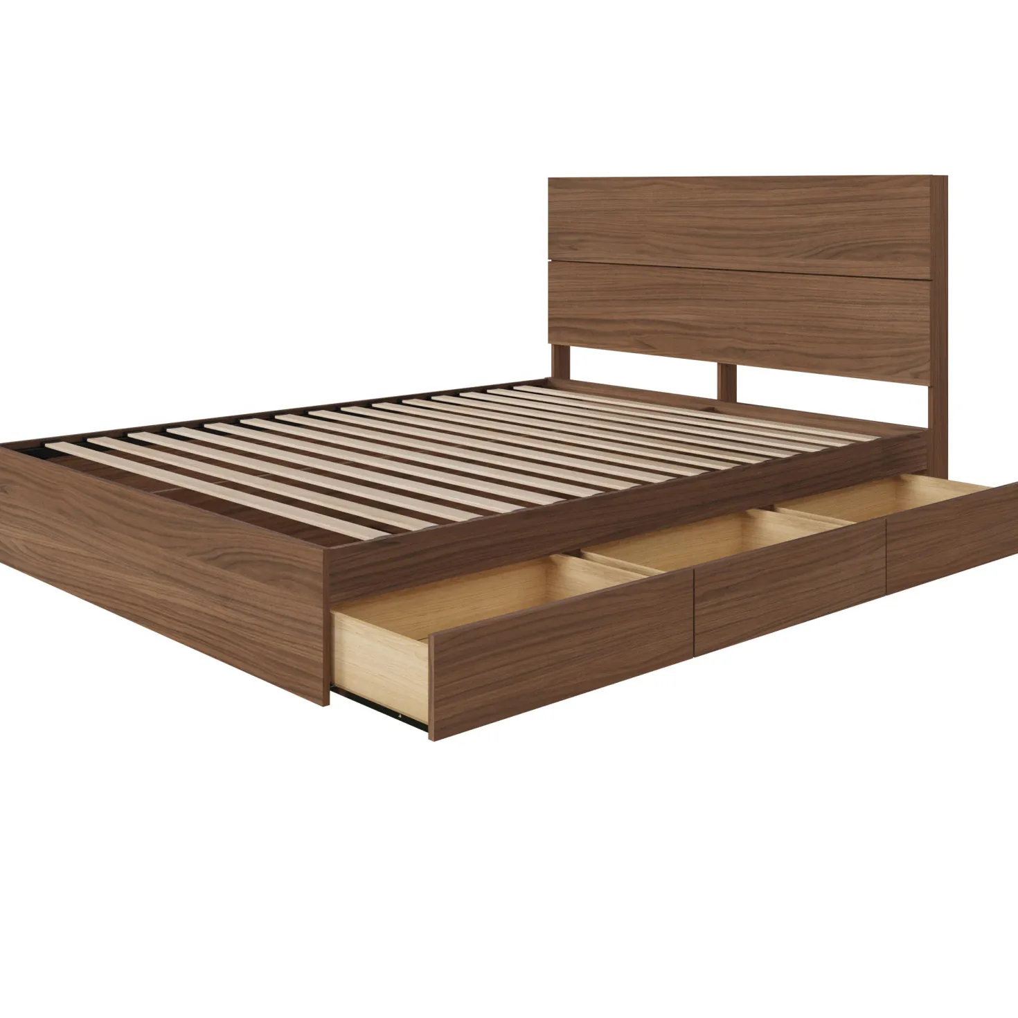 Grand lit avec rangement 3 tiroirs et tête de lit (60") - Nexera