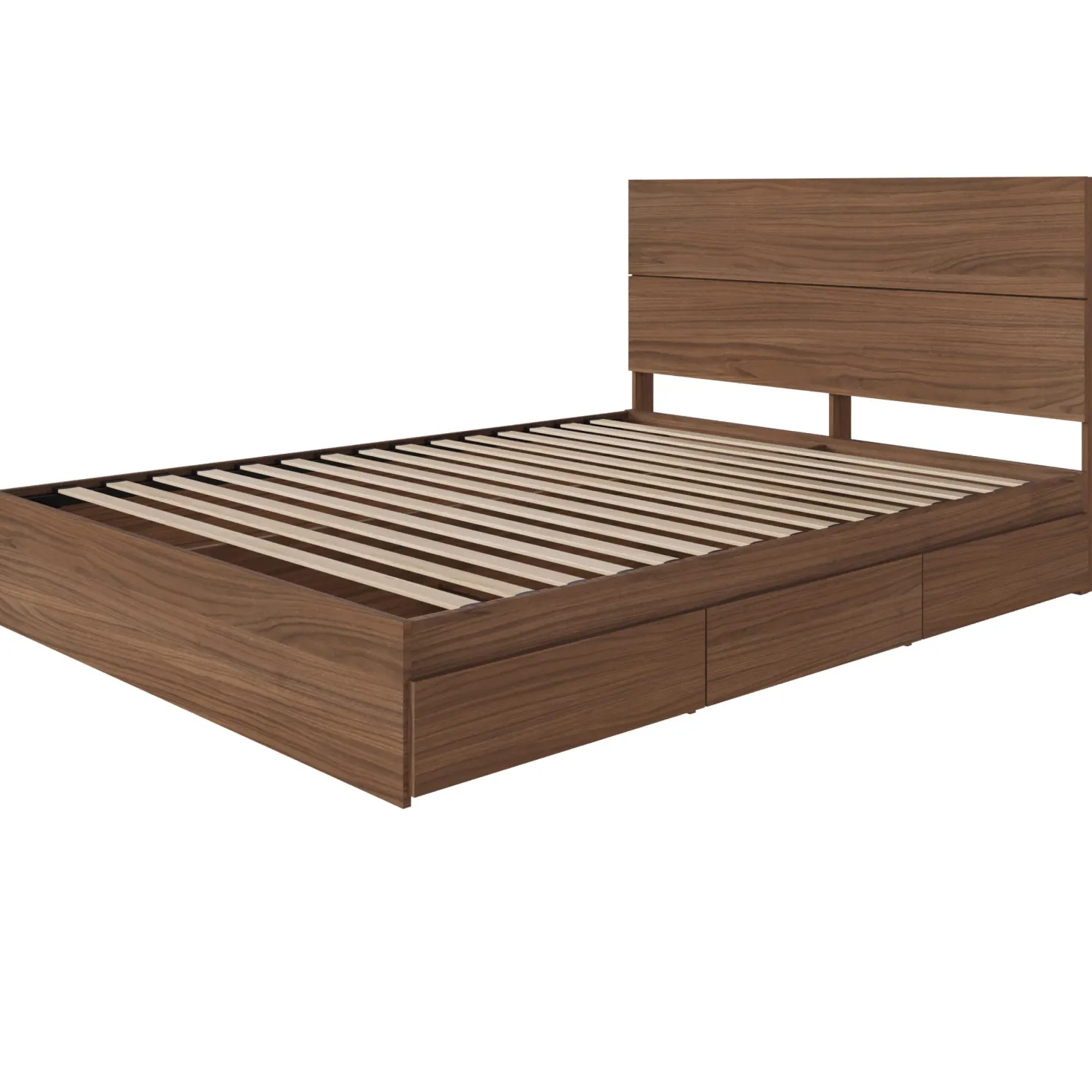 Grand lit avec rangement 3 tiroirs et tête de lit (60") - Nexera