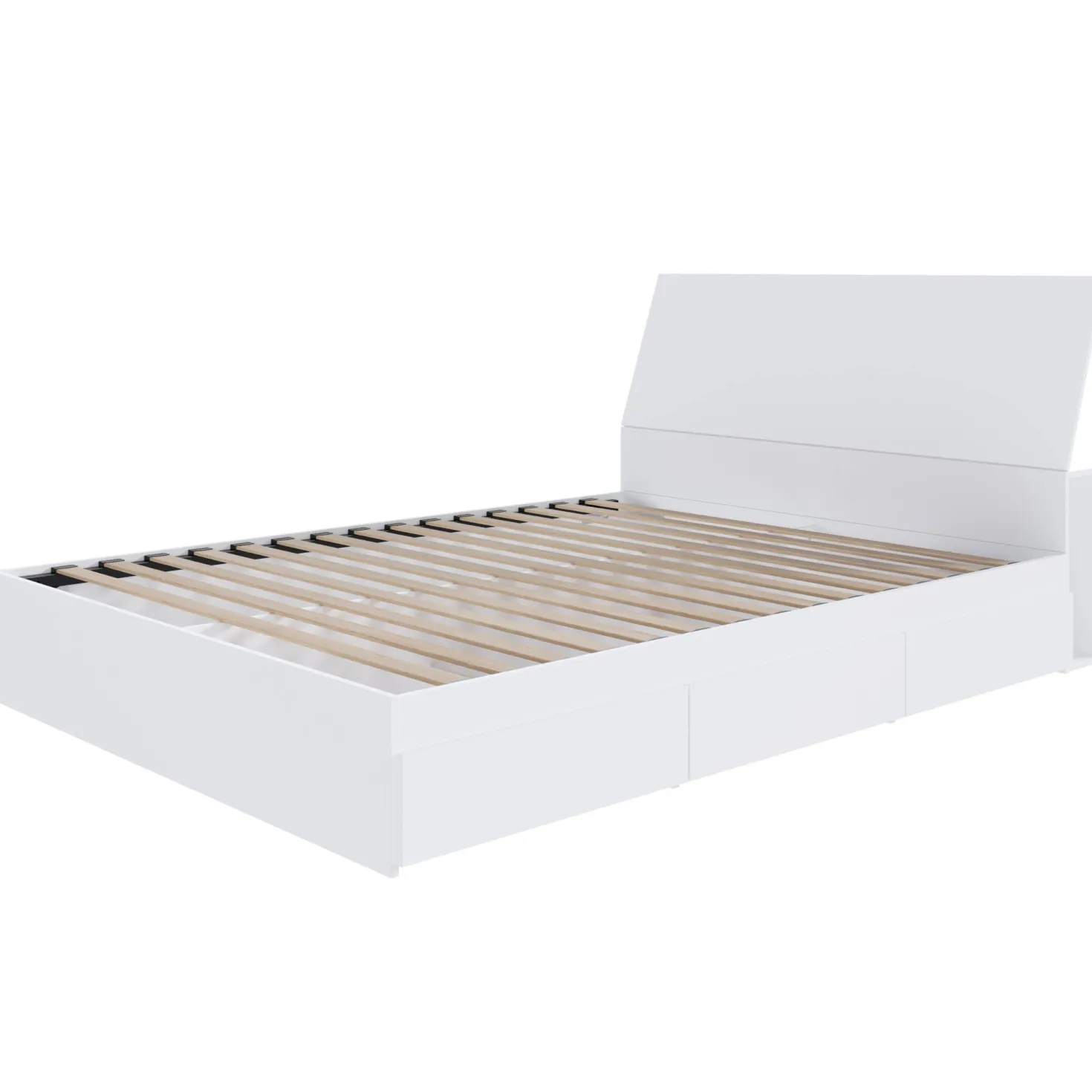 Grand lit avec rangement 3 tiroirs et tête de lit (60") - Nexera