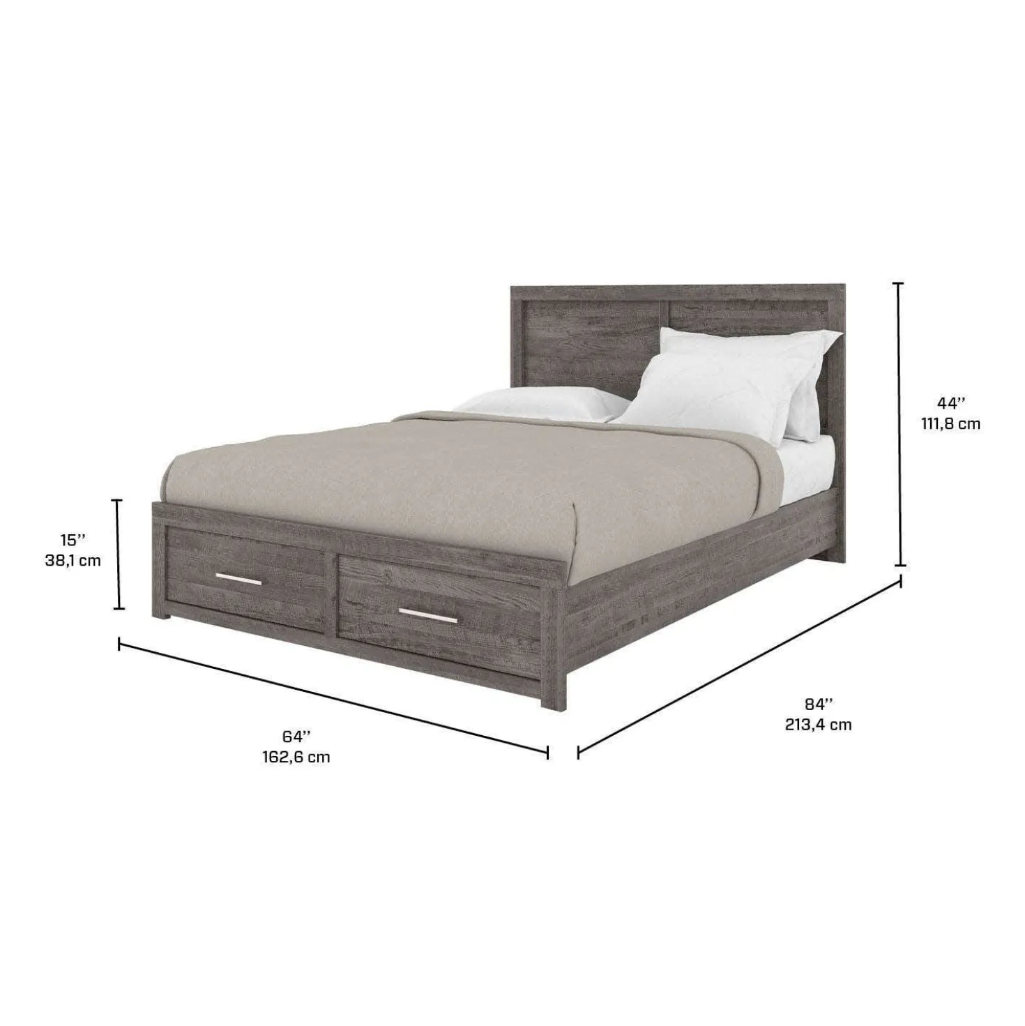 Grand lit 60" - gris