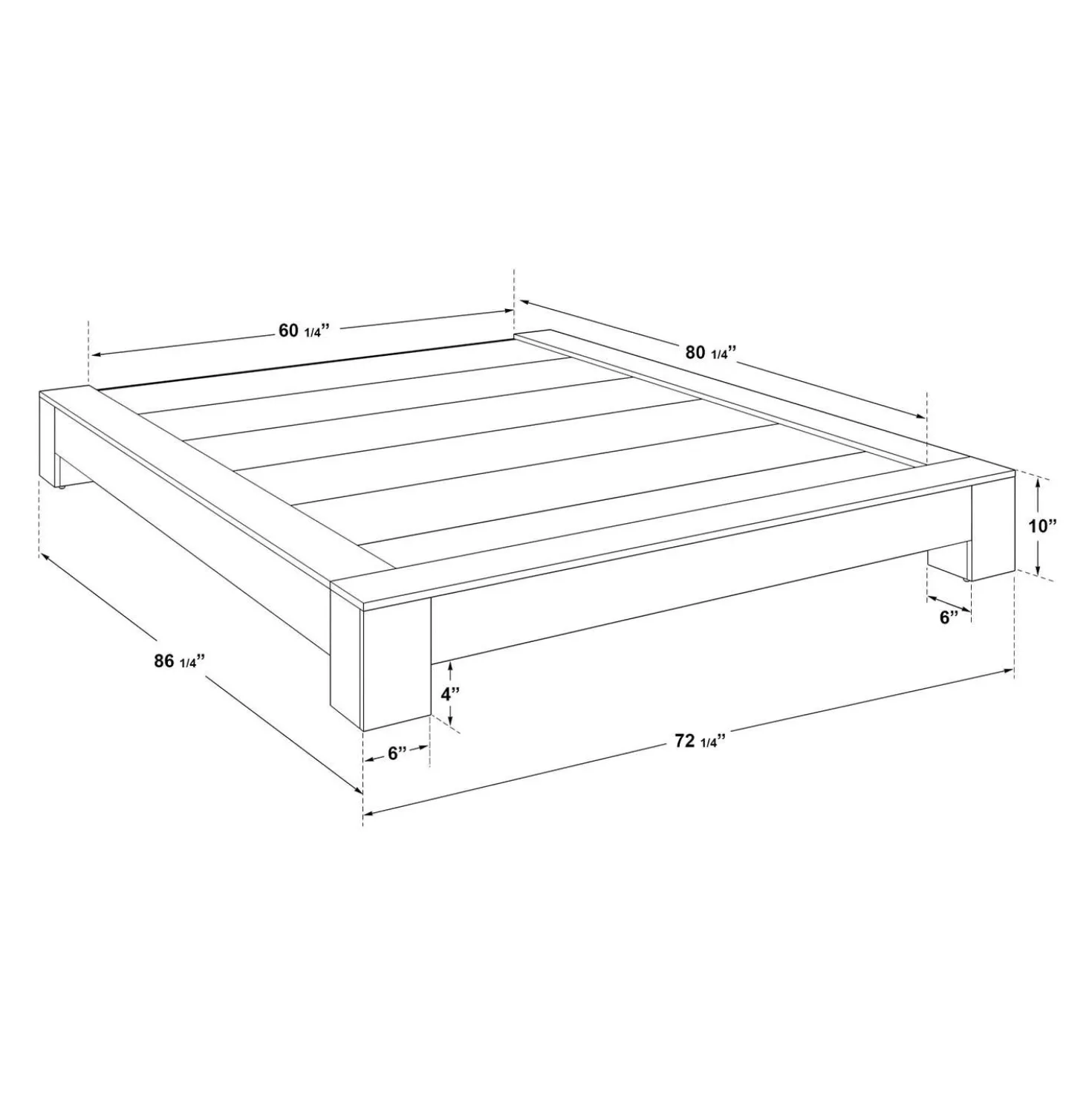 Grand lit plateforme (60")