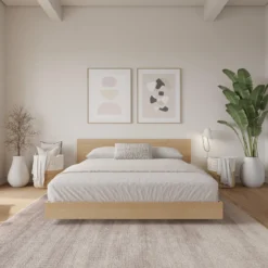 Grand lit plateforme avec tête de lit (60