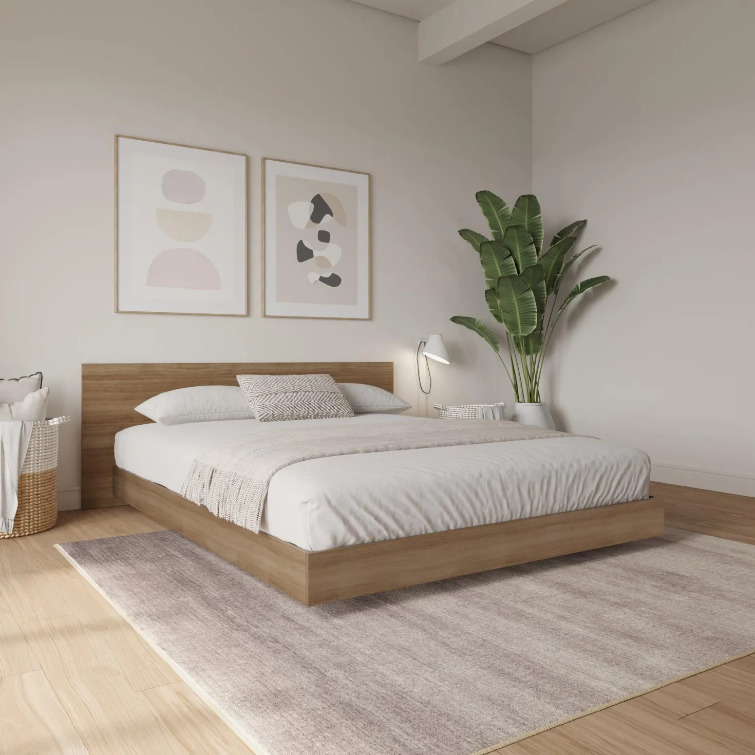 Grand lit plateforme avec tête de lit (60") - Nexera