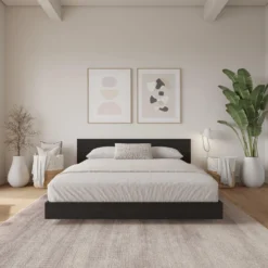 Grand lit plateforme avec tête de lit (60