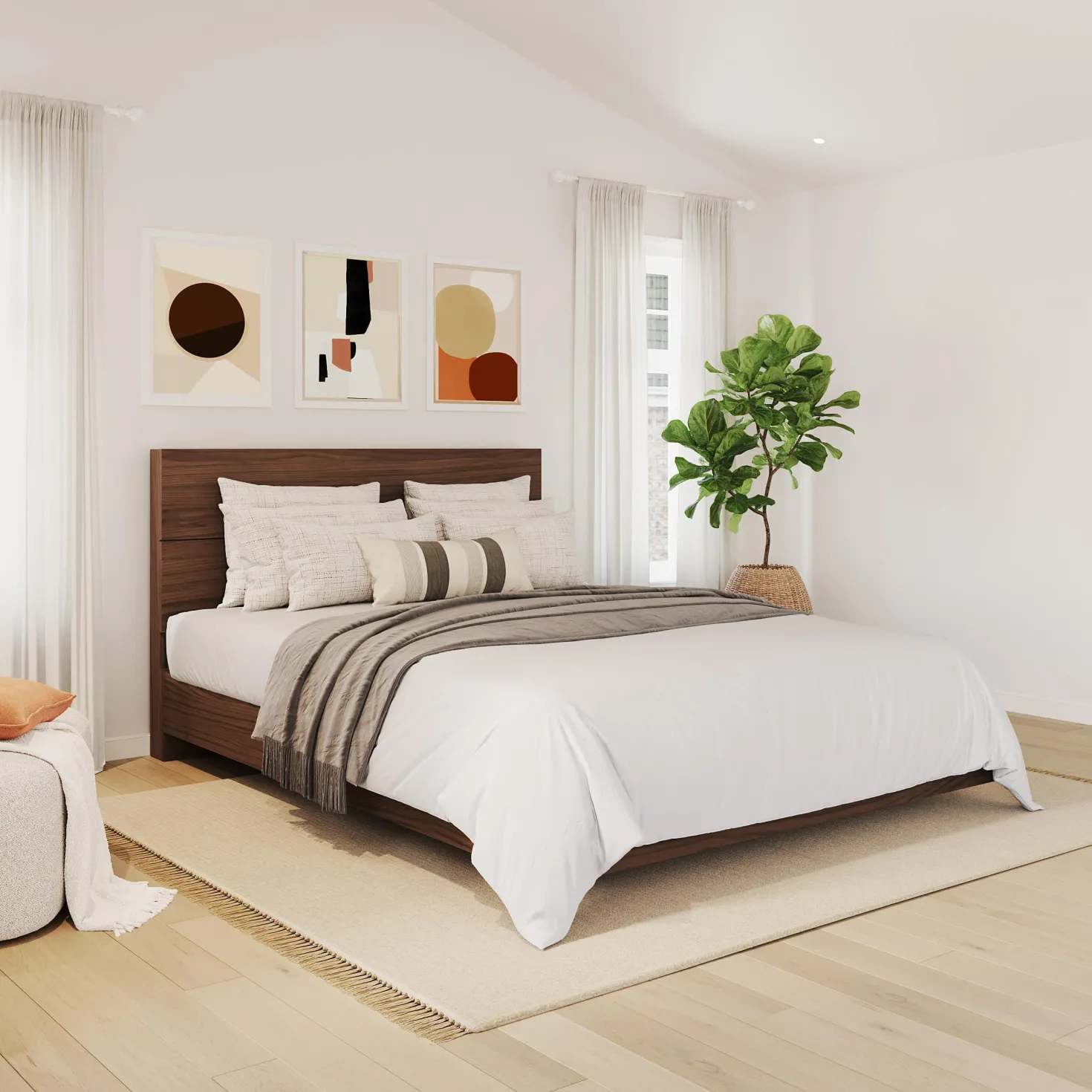 Grand lit plateforme avec tête de lit (60") - Nexera