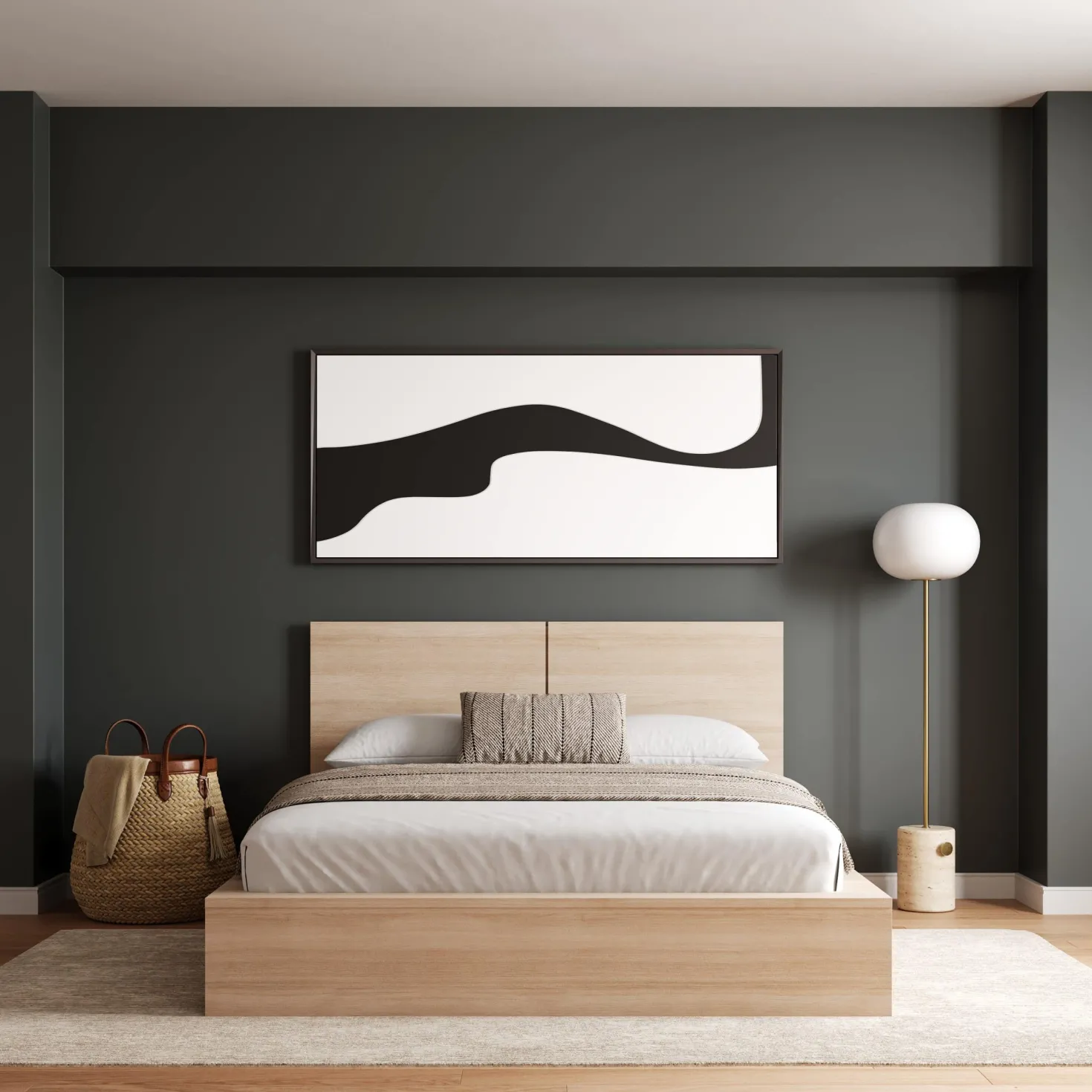 Grand lit plateforme avec tête de lit (60") - Nexera