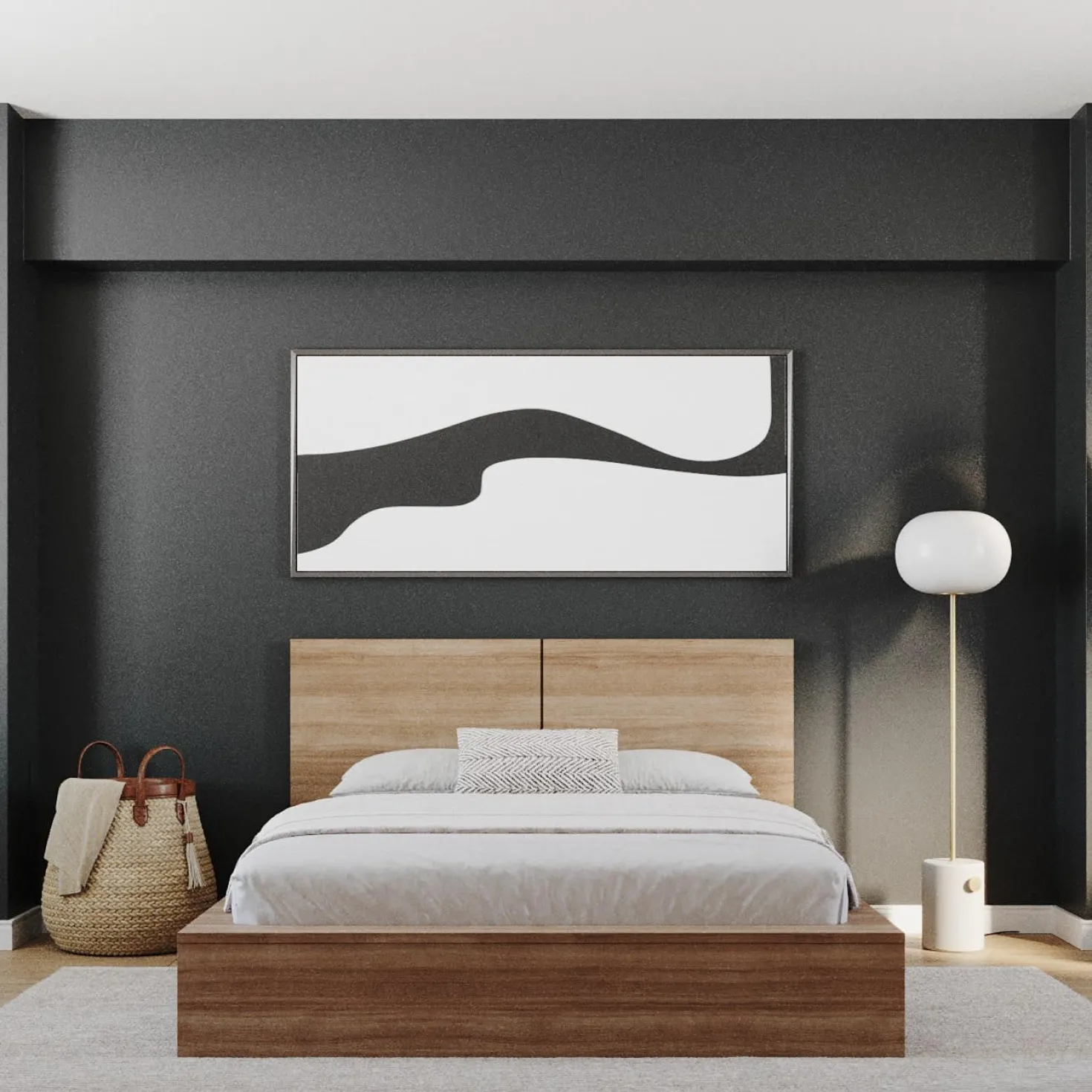 Grand lit plateforme avec tête de lit (60") - Nexera