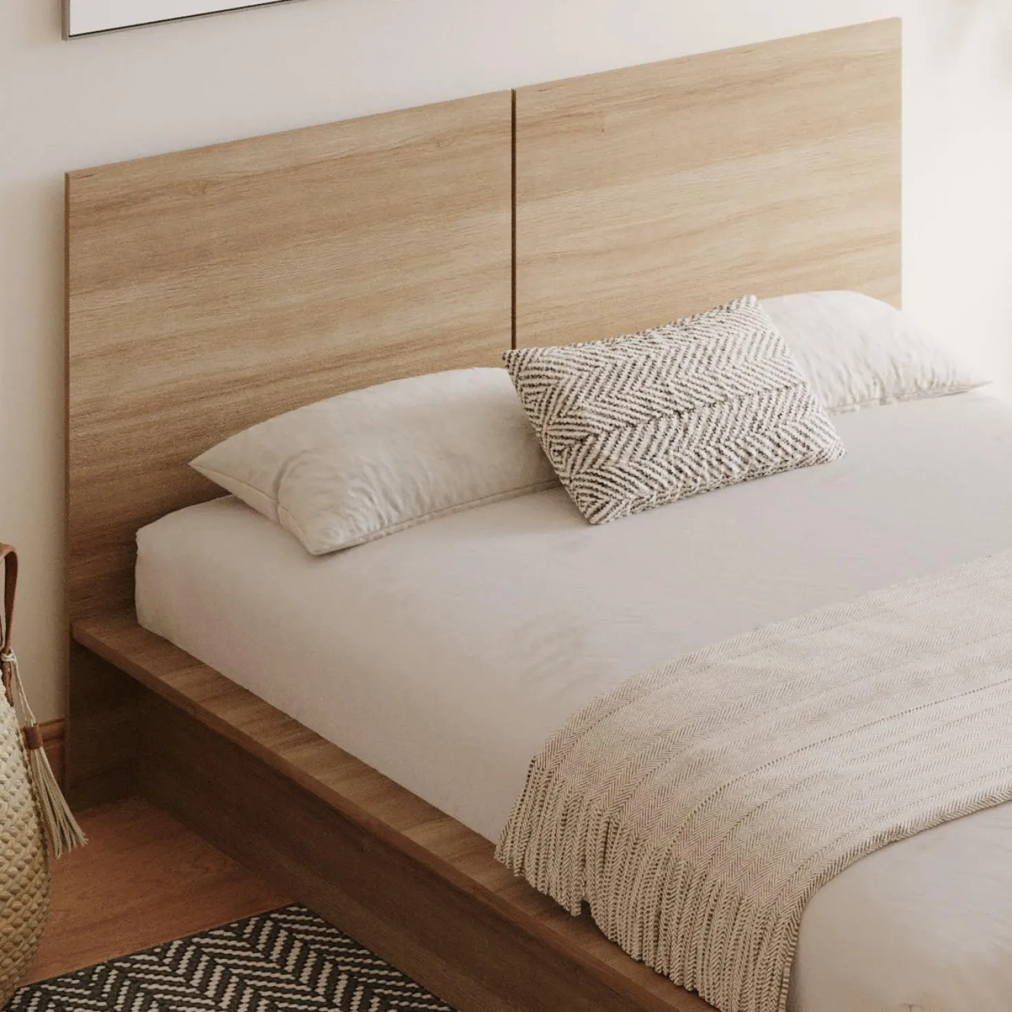 Grand lit plateforme avec tête de lit (60") - Nexera