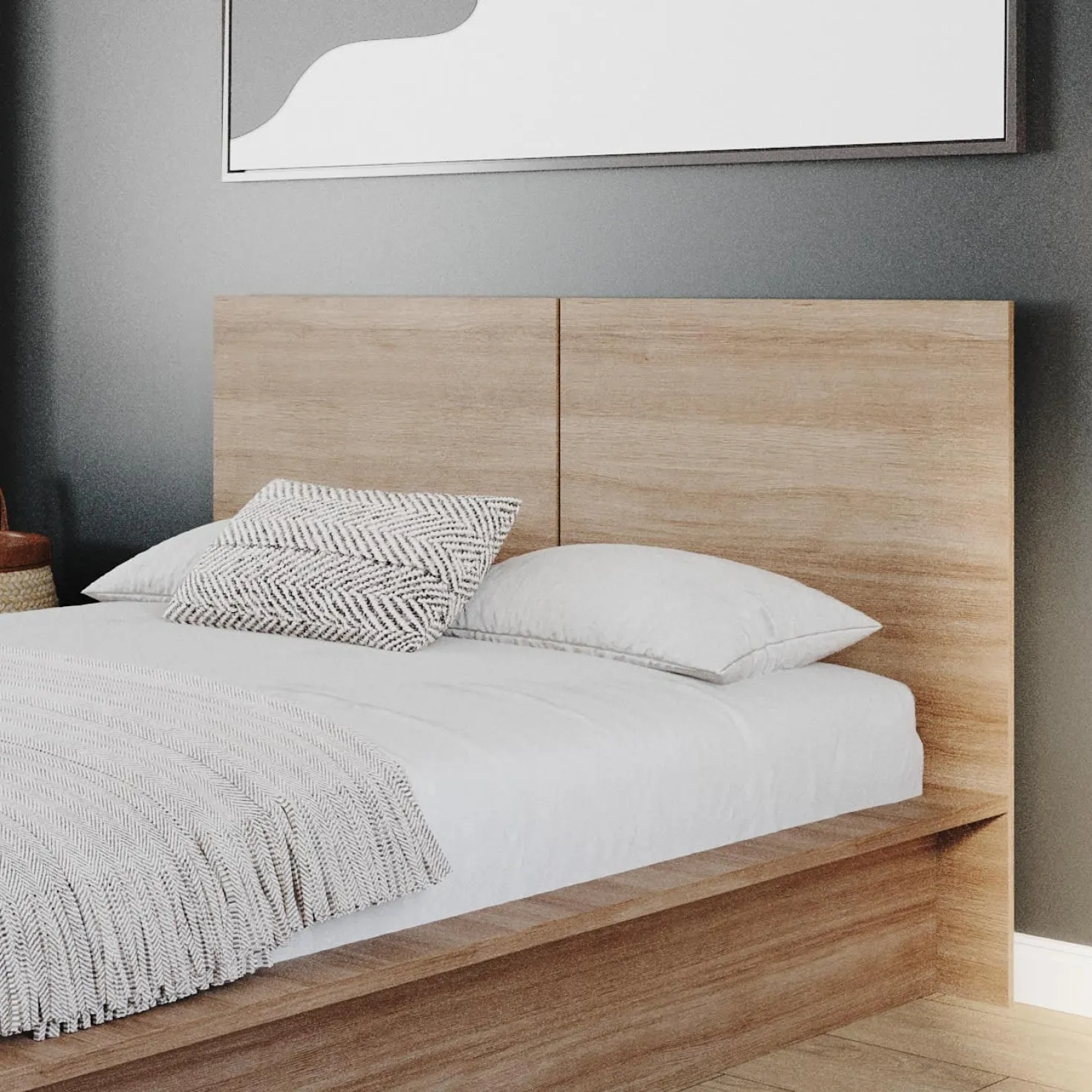 Grand lit plateforme avec tête de lit (60") - Nexera