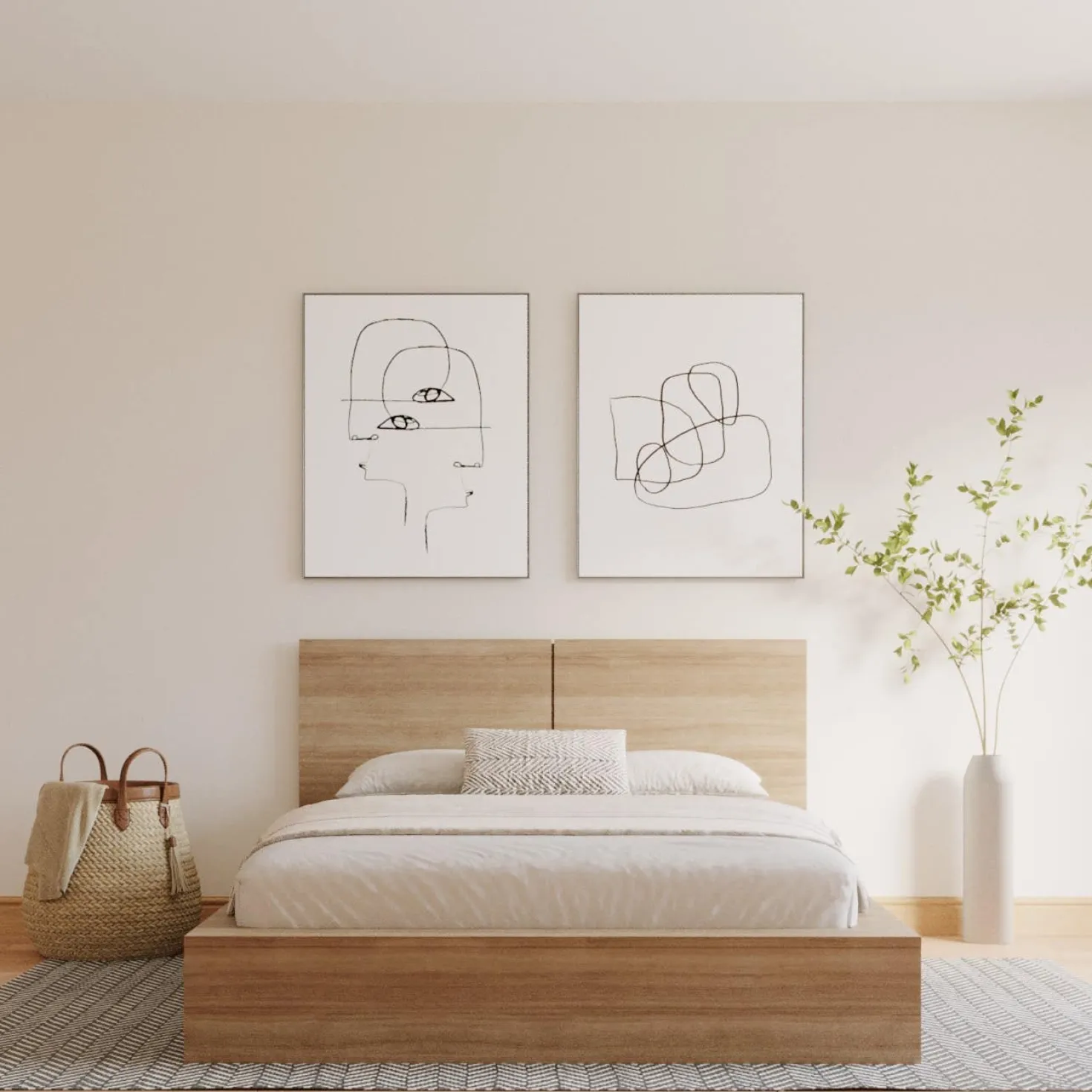 Grand lit plateforme avec tête de lit (60") - Nexera
